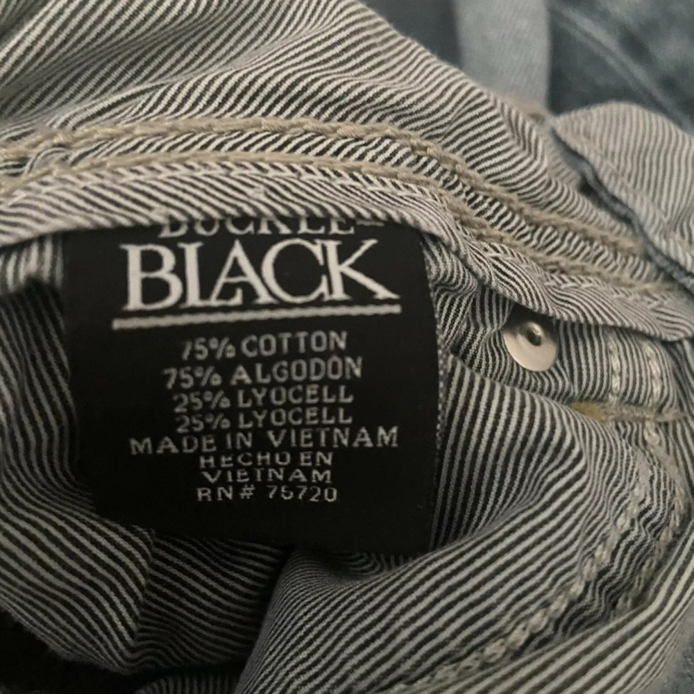 Buckle Black 3 FIT Jeans Mens 28 Denim Low Rise Thick Stitch Bootcut Medium Wash - Picture 5 of 11